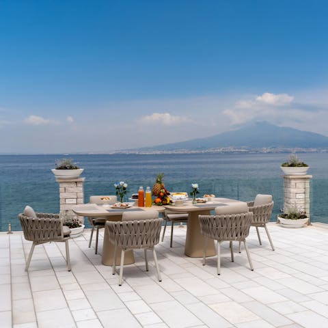 Enjoy al fresco dining into the evening on the patio