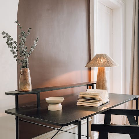 Get your creative juices flowing at the convenient desk
