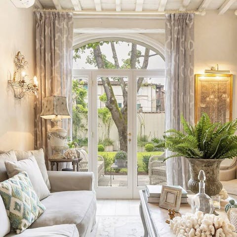 Enjoy plenty of natural light from the carriage-house-style windows