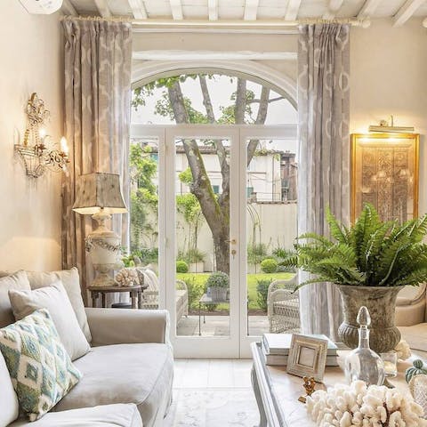 Enjoy plenty of natural light from the carriage-house-style windows