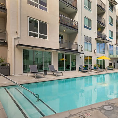 Cool off in the shared swimming pool after a day of sightseeing