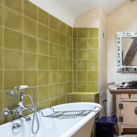 Fill the roll top bath with bubbles and have a soak