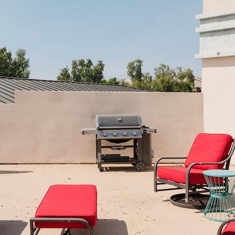 Get a fire going on the impressive barbecue grill