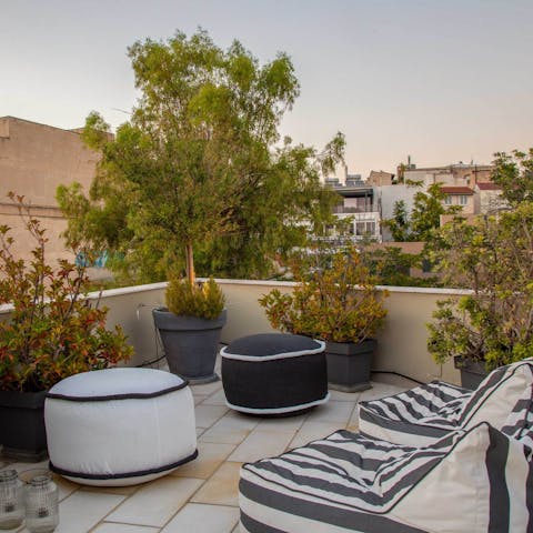 Head up to the shared rooftop terrace for a relaxing evening