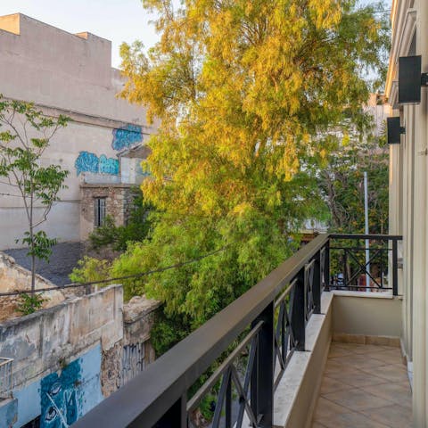 Start your mornings enjoying a Greek coffee on the private balcony