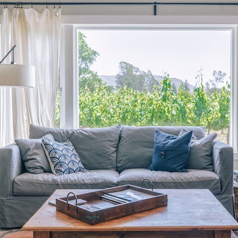 Take in the scenic views from the bright living room