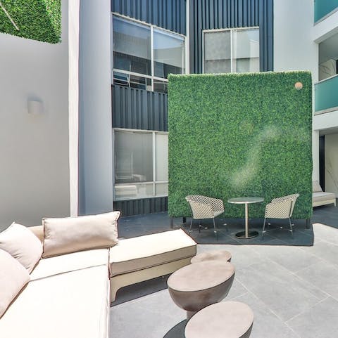 Kick back in the communal patio area