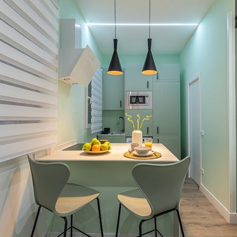 Start mornings with a Spanish omelette at the breakfast bar