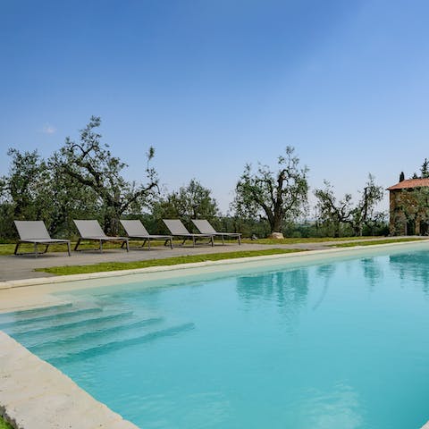 Relax by the private pool