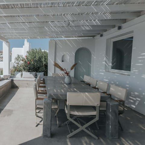 Serve up some Greek culinary delights at the alfresco dining area