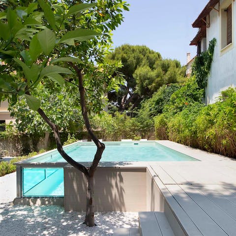 Plunge into the swimming pool to cool off on hot days