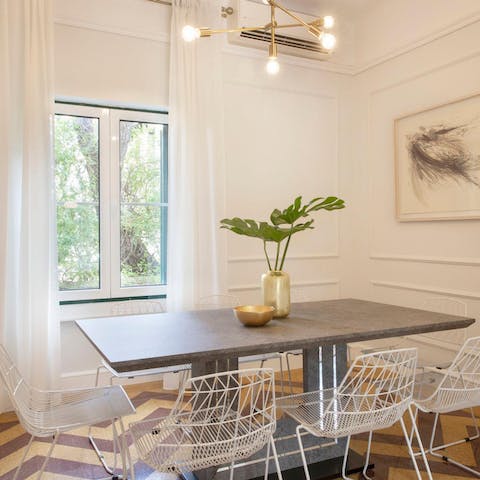 Serve up a delicious Greek feast at the stylish dining table