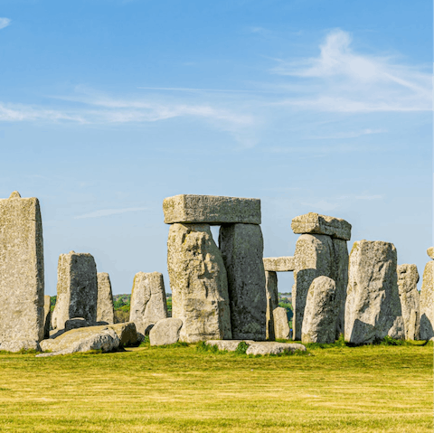 Experience the majestic presence of Stonehenge – only a thirty–minute drive away