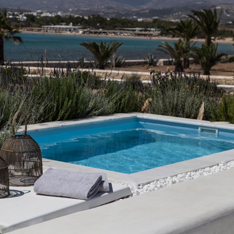 Cool off in the plunge pool and gaze out to sea