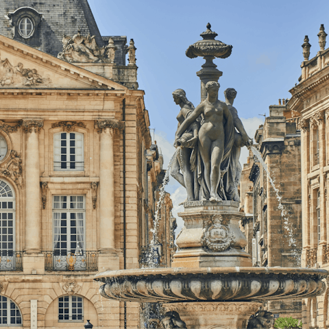 Marvel at Bordeaux's exquisite architecture, approximately forty-five minutes away