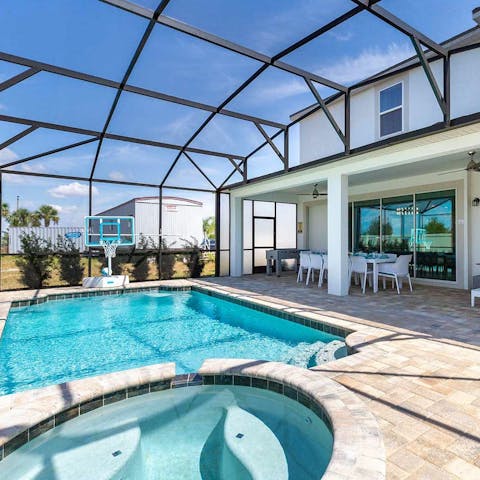 Spend a lazy afternoon relaxing by the private pool