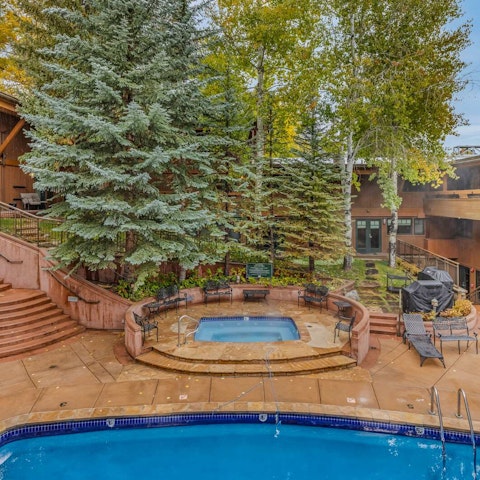 Swim in the shared pool or wind down in the communal hot tub