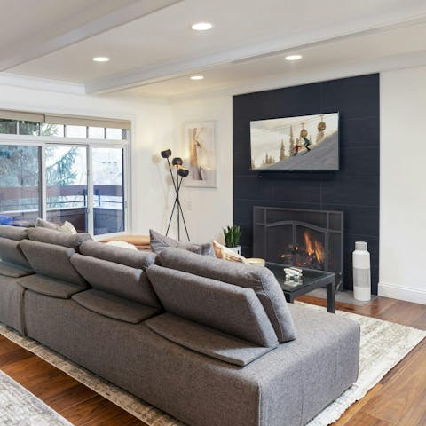 Cuddle up in front of the fire after a day on the slopes