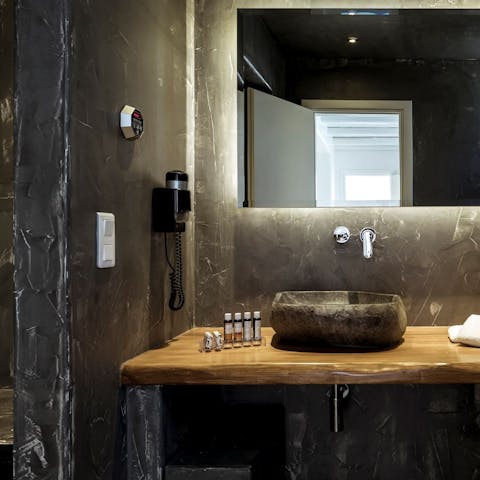 Pamper yourself in the spa-like bathroom