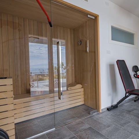 Wind down in the sauna after a busy day of exploring