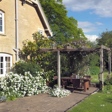 Make the most of sunny days beneath the pergola on the private terrace