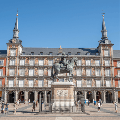 Visit bustling Plaza Mayor, easily reachable on foot