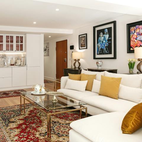 Stretch out on the corner sofa after a day exploring Lisbon's seven hills