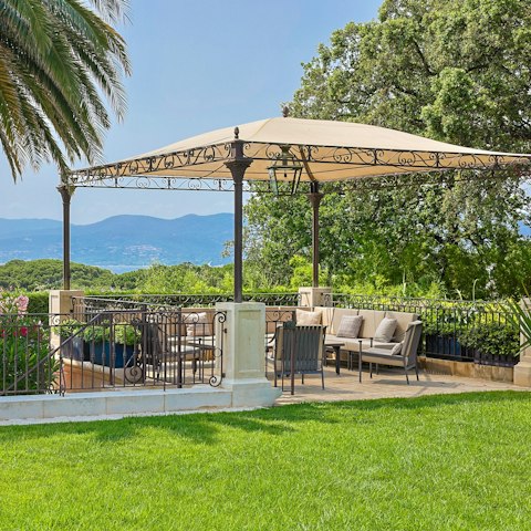 Admire sea views from the shaded gazebo