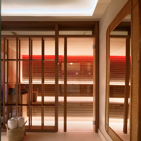 Head to the sauna to wind down after a busy day