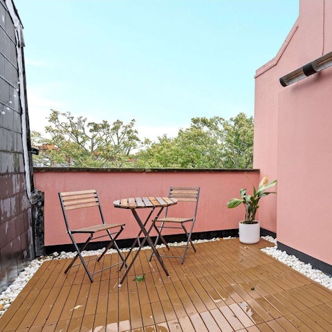 Take to the terrace to enjoy your coffee and croissants in the fresh morning air