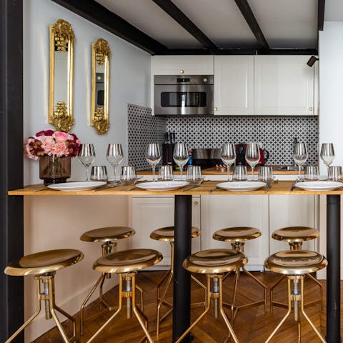 Meet at the breakfast bar each morning to plan the day's adventures over coffee and croissants