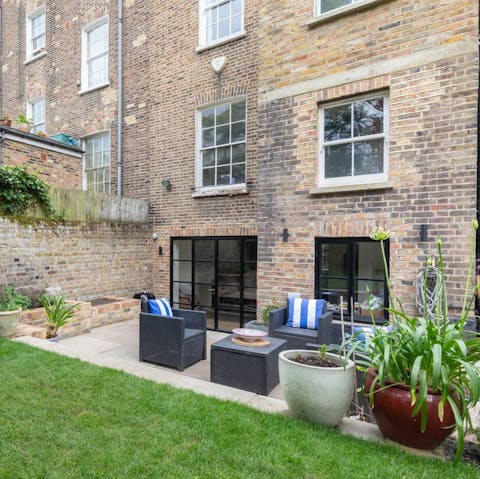 Enjoy a morning coffee or tea in the private garden