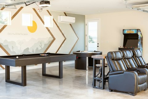 Spend evenings enjoying the home cinema and games room