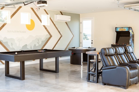 Spend evenings enjoying the home cinema and games room