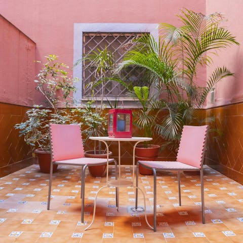 End the evening with a glass of sangria in the private courtyard