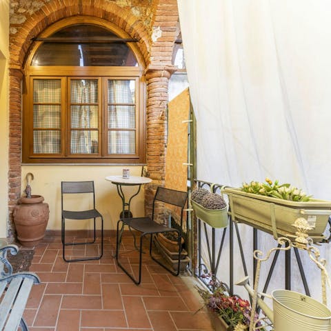 Start your day with coffee and pastries on the private terrace