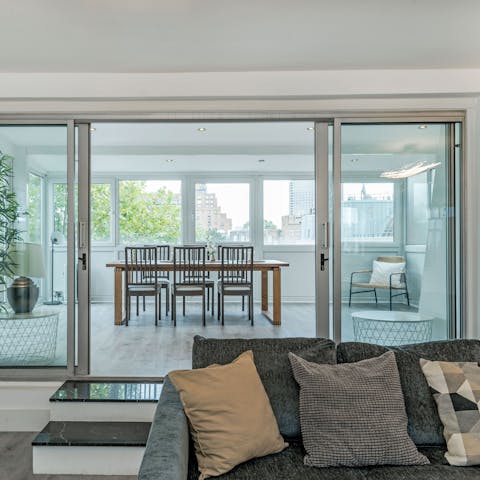 Get comfortable in the light-filled living space