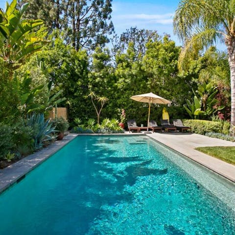 Cool off in the home's private pool