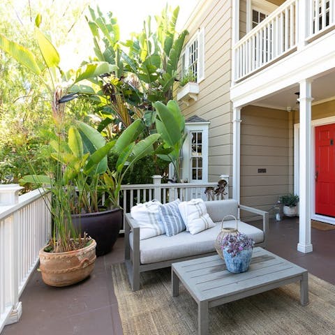 Curl up with a book on the monochrome terrace