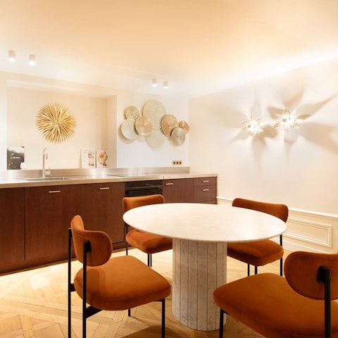 Enjoy some pain-au-chocolats at the dining table