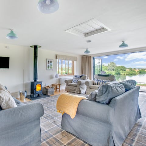 Curl up by the rustic wood burning fire on chillier afternoons