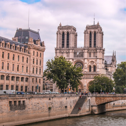 Stay a fifteen-minute walk from Notre-Dame Cathedral