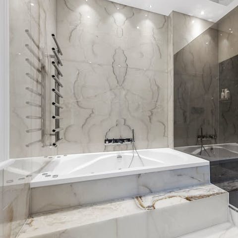 Enjoy a luxurious soak in the bath after a day of London sightseeing