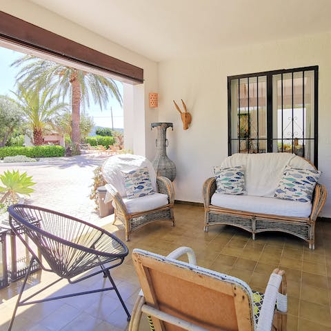 Seek some shade and rest on the patio