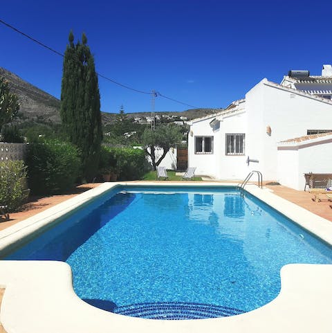 Enjoy the scenery from the private outdoor pool