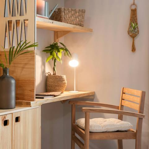 Catch up on work at one of two desks