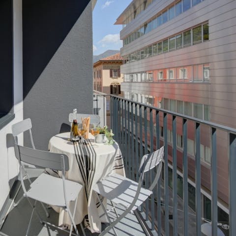 Eat outside on your little balcony