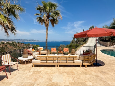 Find a comfy spot on the sunny terrace to sit and admire the scenery
