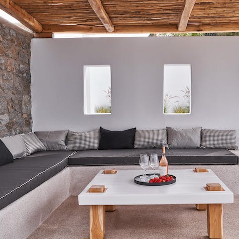 Enjoy wine with nibbles as you bask in the afternoon warmth