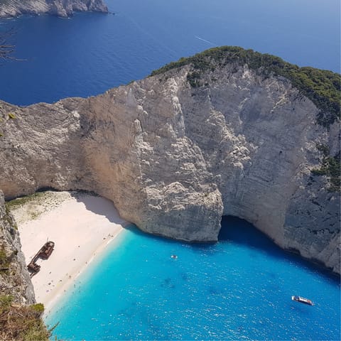 Discover crystal clear water and white sandy beaches on the island of Zakynthos